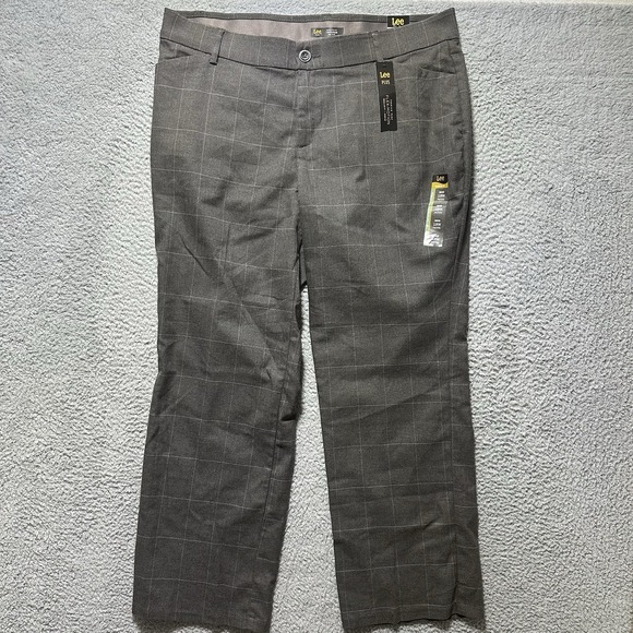 Lee Pants - Lee‎ Plus Flex Motion Trouser Pant Heather Grey Windowpane Plaid Size 18w Petite